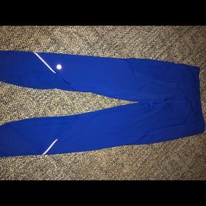 Royal Blue leggings with side pockets and mesh leg